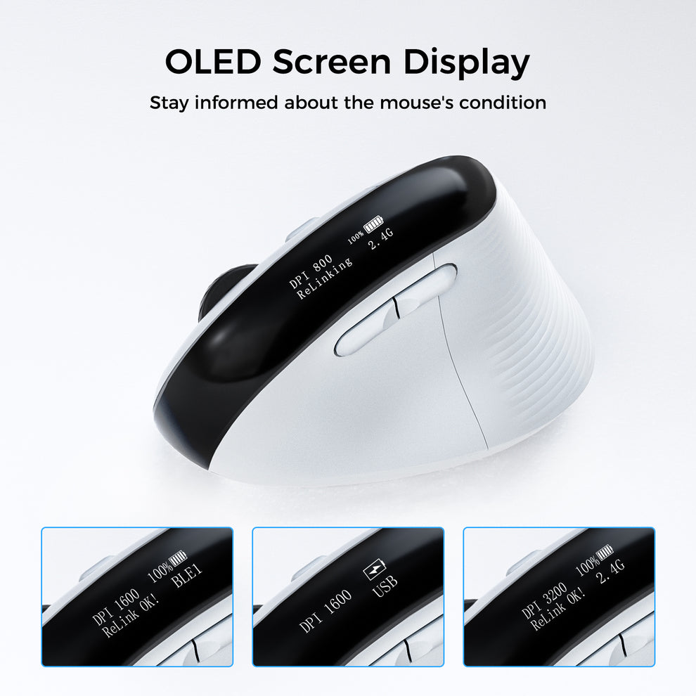 Mouse With Screen KYSONA EM11 PRO Wireless Ergonomic Mouse with OLED Screen – KYSONA ...