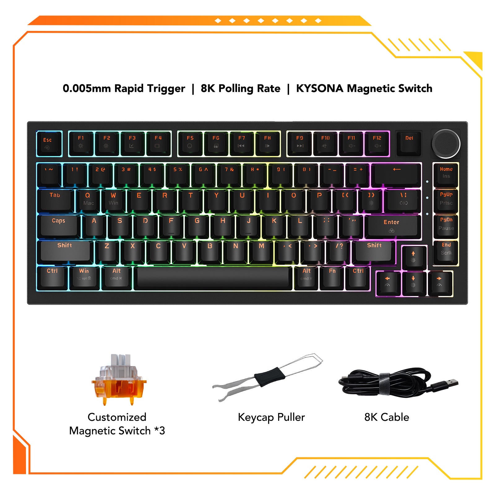 ☆kysy☆ KYSONA KM82 HE Rapid Trigger Keyboard Magnetic Switch with 0.005MM