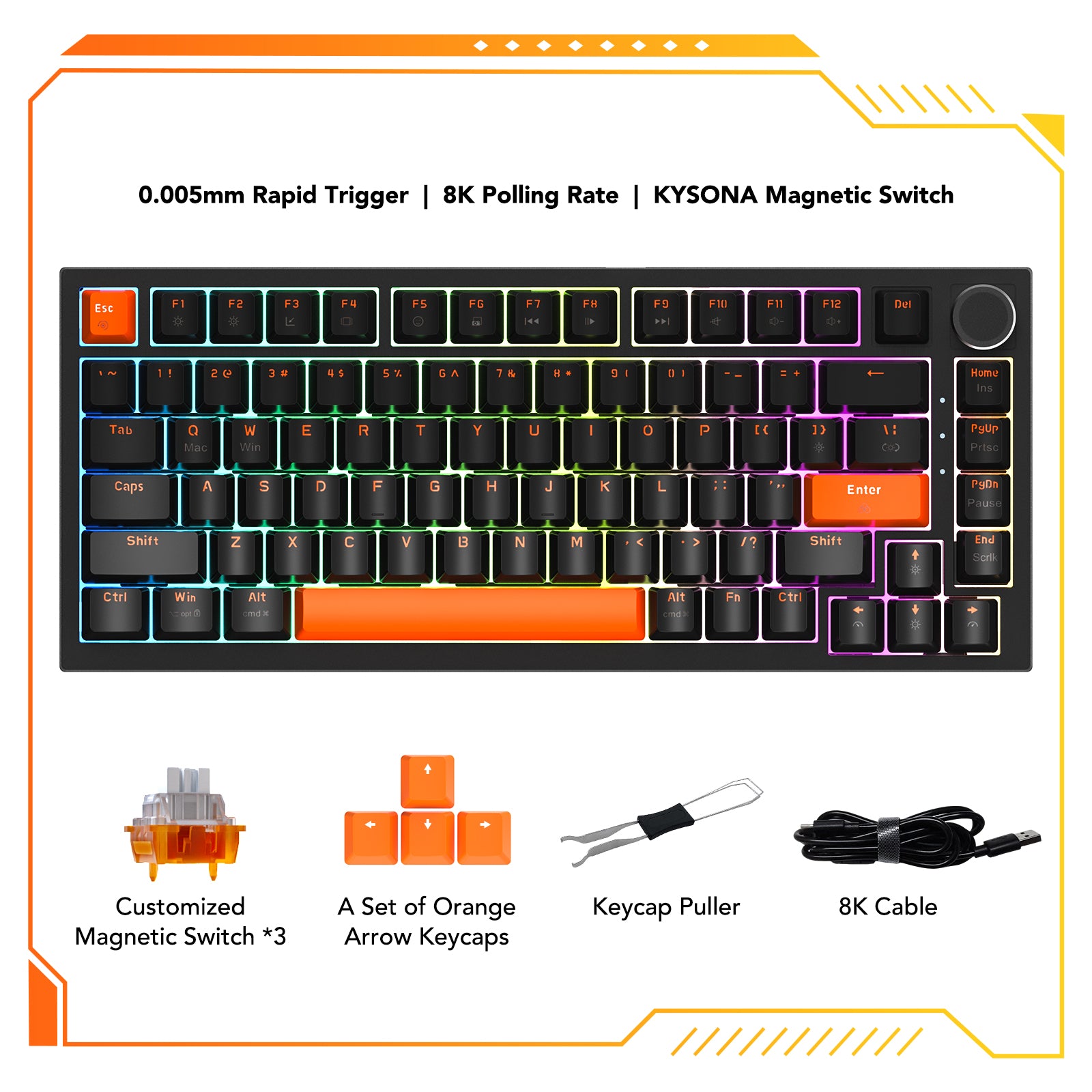 KYSONA KM82 HE Rapid Trigger Keyboard 0.005mm RT 8K Polling